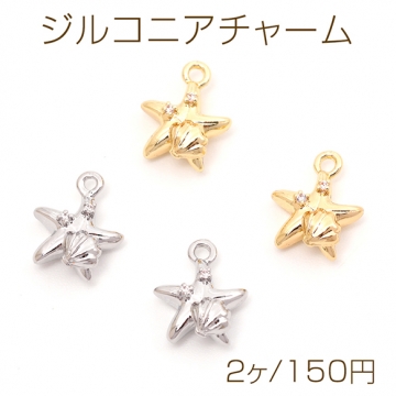ジルコニアチャーム 銅製 ヒトデ ホタテ 海洋生物 マリンチャーム メタルチャーム 約9×10mm（2ヶ）