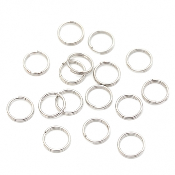二重カン 鉄製 2重リング ダブルリング キーホルダー 基礎金具 接続金具 約0.6×8mm（50ヶ）