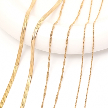 ステンレスネックレス 高品質 デザインチェーン 電気メッキ加工 SUS304 長さ約45+5cm(幅約3mm)（1本）