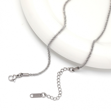 ステンレスネックレス 高品質 デザインチェーン 電気メッキ加工 SUS304 長さ約45+5cm(幅約2.2mm)（1本）