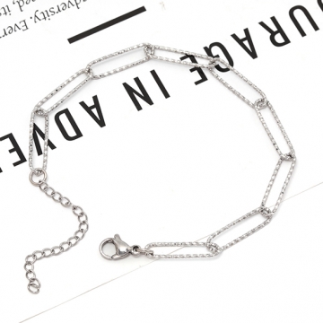 ステンレスブレスレット 高品質 デザインチェーン 電気メッキ加工 SUS304 長さ約18+4cm(幅約5mm)（1本）
