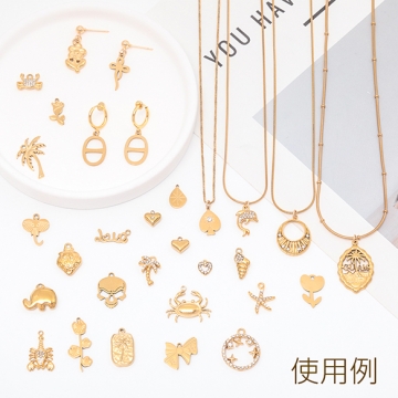 ステンレス製メタルチャーム オーバル ストーン付 高品質 チャーム 電気メッキ加工 SUS304 約15×20mm（1ヶ）