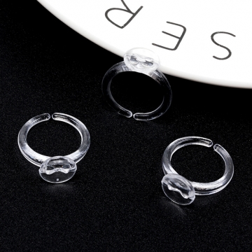 リング台 プラスチック 貼り付け アクリルリング 指輪 キッズ用 おもちゃ 手芸・工作用 内径約14mm台座約9mm（10ヶ）