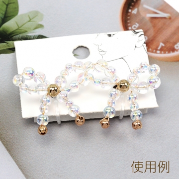 デザインピアス ワイヤービーズリボンピアス リボン型ピアス クリア感のある夏っぽいピアス 約20×25mm（1ペア）