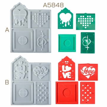 シリコンモールド レジンシリコンモールド パズルハウス ハート LOVE 燭台（1ヶ）