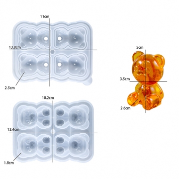 シリコンモールド レジンシリコンモールド クマ  製氷皿（1セット）