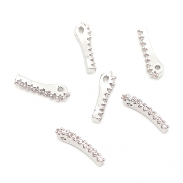 スペーサーチャーム スペーサービーズ ジルコニア付き ブレスレット ネックレス制作に最適 穴あり 約1.5×10mm（2ヶ）