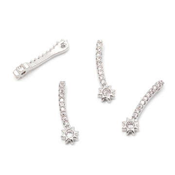 スペーサーチャーム スペーサービーズ ジルコニア付き ブレスレット ネックレス制作におすすめ 穴あり 約4×15mm（2ヶ）