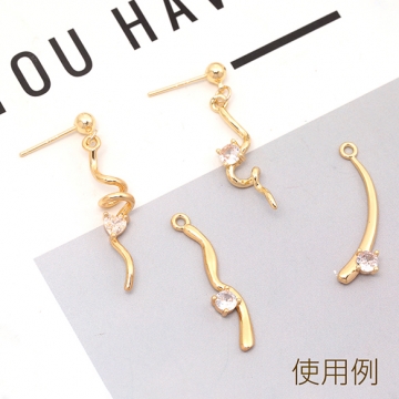 スティックチャーム ひねり スティック ブレスレット ネックレス ストーン付 メタルパーツ 1カン 約7×25mm（2ヶ）