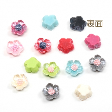 樹脂貼付けパーツ さくら サクラ 桜 花型 フラワー 貼付けパーツ デコパーツ ランダムカラー 約10mm（30ヶ）