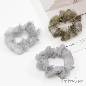 シュシュ オーガンジーシュシュ 通勤 通学 おでかけ ヘアアレンジ ヘアゴム 髪飾り ポニーテールゴム（1個）