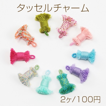 タッセルチャーム 刺繍糸ミニタッセル タッセルパーツ ピアス イヤリング キーホルダー制作におすすめ 長さ約3cm（2ヶ）
