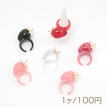 いちごのリング 立体イチゴの指輪 苺 ファッションリング オープンリング  8号内径約15.4mm(幅約16mm)（1個）
