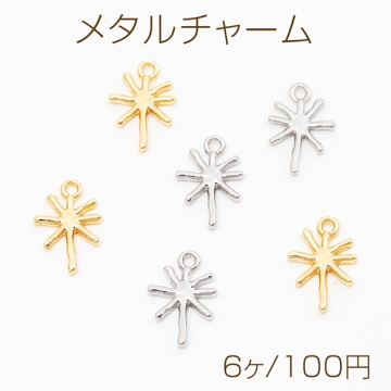 メタルチャーム 雪の結晶モチーフ スノー デザインチャーム メタルパーツ 1カン 約10×15mm（6ヶ）