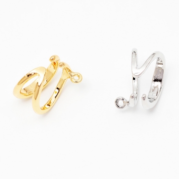 イヤーカフ金具 カン付き カスタムイヤーカフ ダブルリングデザイン 穴の要らないピアス 両耳 片耳用 約16mm（1個）
