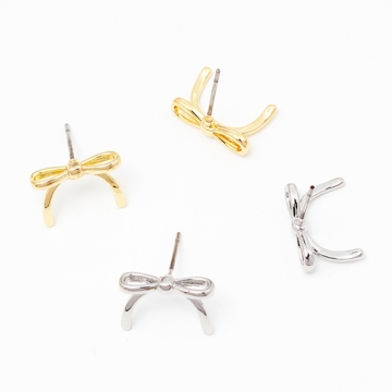 デザインピアス リボン型ピアス かわいいリボンピアス 量産型ファッションコーデに最適デザイン 約10×14mm（1ペア）