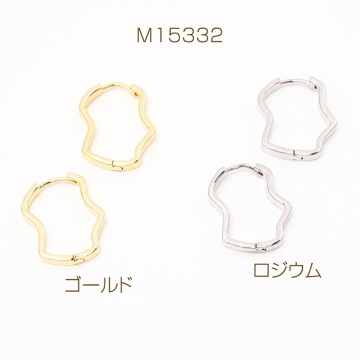 開閉式ピアス ワンタッチフープピアス フックピアス デザインピアス 大人の女性 耳飾り 約17×22mm（1ペア）