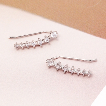 デザインフックピアス ジルコニアフックピアス キラキララインストーン付き 耳飾り おしゃれ 約4×20mm（1ペア）