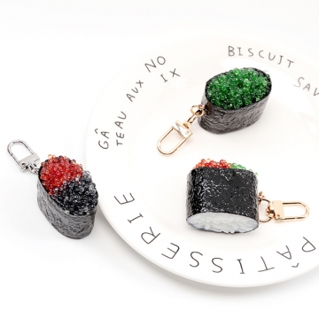 食品サンプルキーホルダー  軍艦寿司 ジャパンニーズフード ミニチュアフード ゴールド回転カン付き 約2.5×8cm（1ヶ）