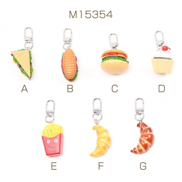 食品サンプルキーホルダー ゴールド ファストフード ハンバーガー ポテト ミニチュアフード リアル 約2.5×8cm（1ヶ）