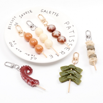食品サンプルキーホルダー おでんキーホルダー 椎茸 タコ足 結び昆布 うずら卵 食品さんぷる 約2.1×12.4cm（1ヶ）