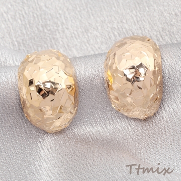 ファッションピアス C型 オープンフープピアス ハーフリングピアス 表面凹凸加工 メタルピアス 約14×20mm（1ペア）