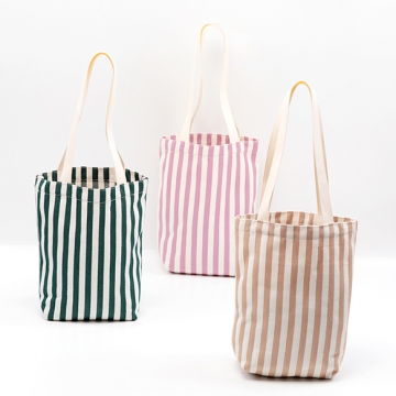 トートバッグ マチあり ストライプ柄 キャンバス ショルダーバッグ 約10×28×30cm（1ヶ）