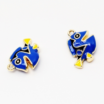エポチャーム ブルー さかな 熱帯魚 海 マリンチャーム メタルチャーム 約14×15mm（2ヶ）