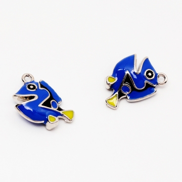エポチャーム ブルー さかな 熱帯魚 海 マリンチャーム メタルチャーム 約14×15mm（2ヶ）