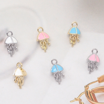 エポチャーム くらげ 海月 海洋生物 立体 マリンチャーム メタルチャーム 約8×16mm（2ヶ）