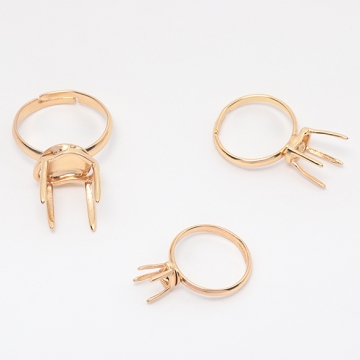 リング台 空枠 石座 台座 ストーンセッティング 爪付き リング金具 全3種（1ヶ）