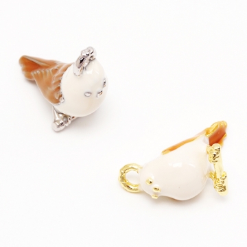 エポチャーム とり 鳥 インコ 立体 いきもの メタルチャーム 約7×17mm（2ヶ）