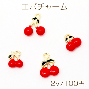 エポチャーム さくらんぼ チェリー 立体 果物 フルーツ ミニチュア メタルチャーム 全8種（2ヶ）