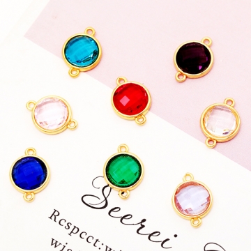 コネクターチャーム サークル ガラスチャーム 連結パーツ 接続金具 メタルチャーム 約10×14mm（2ヶ）