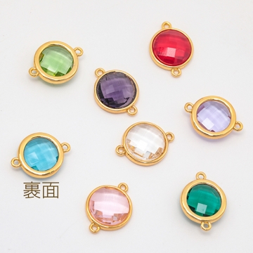 コネクターチャーム サークル ガラスチャーム 連結パーツ 接続金具 メタルチャーム 約12×16mm（2ヶ）