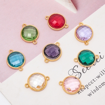 コネクターチャーム サークル ガラスチャーム 連結パーツ 接続金具 メタルチャーム 約12×16mm（2ヶ）