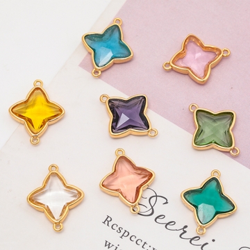 コネクターチャーム スター 星 ガラスチャーム 連結パーツ 接続金具 メタルチャーム 約16×20mm（2ヶ）