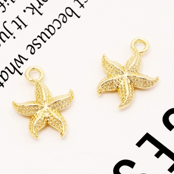 メタルチャーム ヒトデ 模様あり 立体 海 夏 マリンチャーム 約13×16mm（4ヶ）