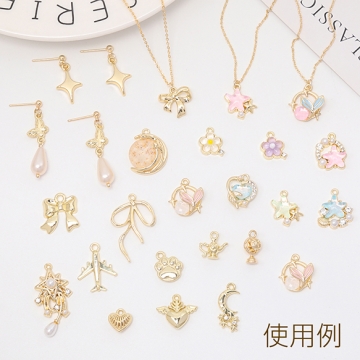 樹脂チャーム 夜空 宇宙 キラキラ オパール風 月チャーム 宇宙チャーム 約17×21mm（2ヶ）