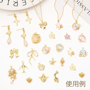 樹脂チャーム フラワー お花 ぷっくり 花びら ストーン付き フラワーチャーム 約10×12mm（2ヶ）