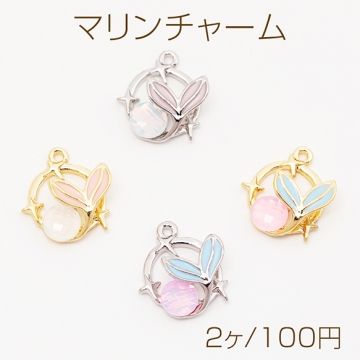 マリンチャーム 尾ひれ イルカ クジラ マーメイド 幻想的 エポチャーム メタルチャーム 約14×17mm（2ヶ）
