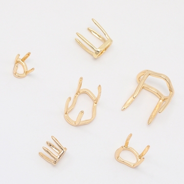 石座パーツ 空枠 石座 台座 ストーンセッティング 爪付き アクセサリー金具 メタルパーツ 全3種（2ヶ）