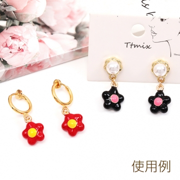 エポチャーム ウメ 梅花 フラワー ぷっくり可愛い メタルチャーム 約10×13mm（2ヶ）