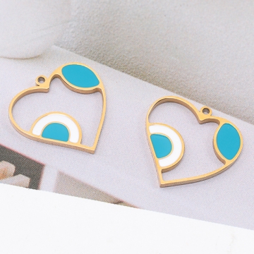 ステンレス製エポチャーム ハート フレーム 電気メッキ加工 SUS304 メタルチャーム 約16×16mm（1ヶ）