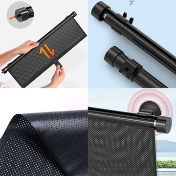 サンシェード 吸盤で固定 日除け 熱中症防止 停泊中のプライベート保護にも ブラック 約50×60cm（1ヶ）