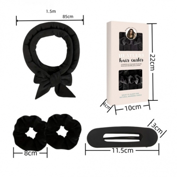 手巻きカーラー 太巻き ヘアカーラー バンド付き カチューシャ シルク調 寝ながらゆるパーマセット（1ヶ）