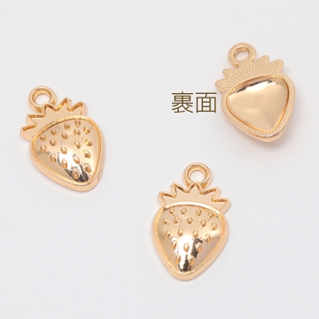 メタル苺チャーム いちご イチゴ 半面 フルーツチャーム メタルチャーム 約10×17mm（8ヶ）