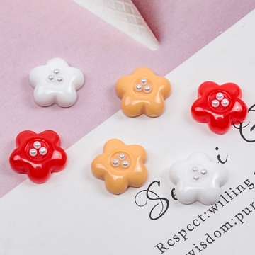 樹脂貼付けパーツ お花 梅 貼り付けパーツ デコレーションパーツ カボション 約14mm（4ヶ）