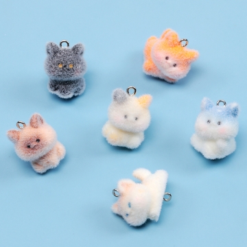 アニマルフロッキーチャーム 動物 アニマル うさぎ ペンギン ラッコ 生き物 樹脂チャーム 全6種（2ヶ）