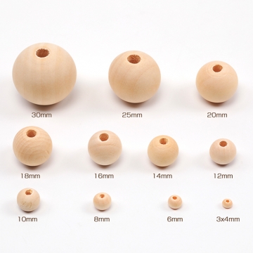 ウッドビーズ 木製 ナチュラル ラウンド 約3×4mm（50ヶ）